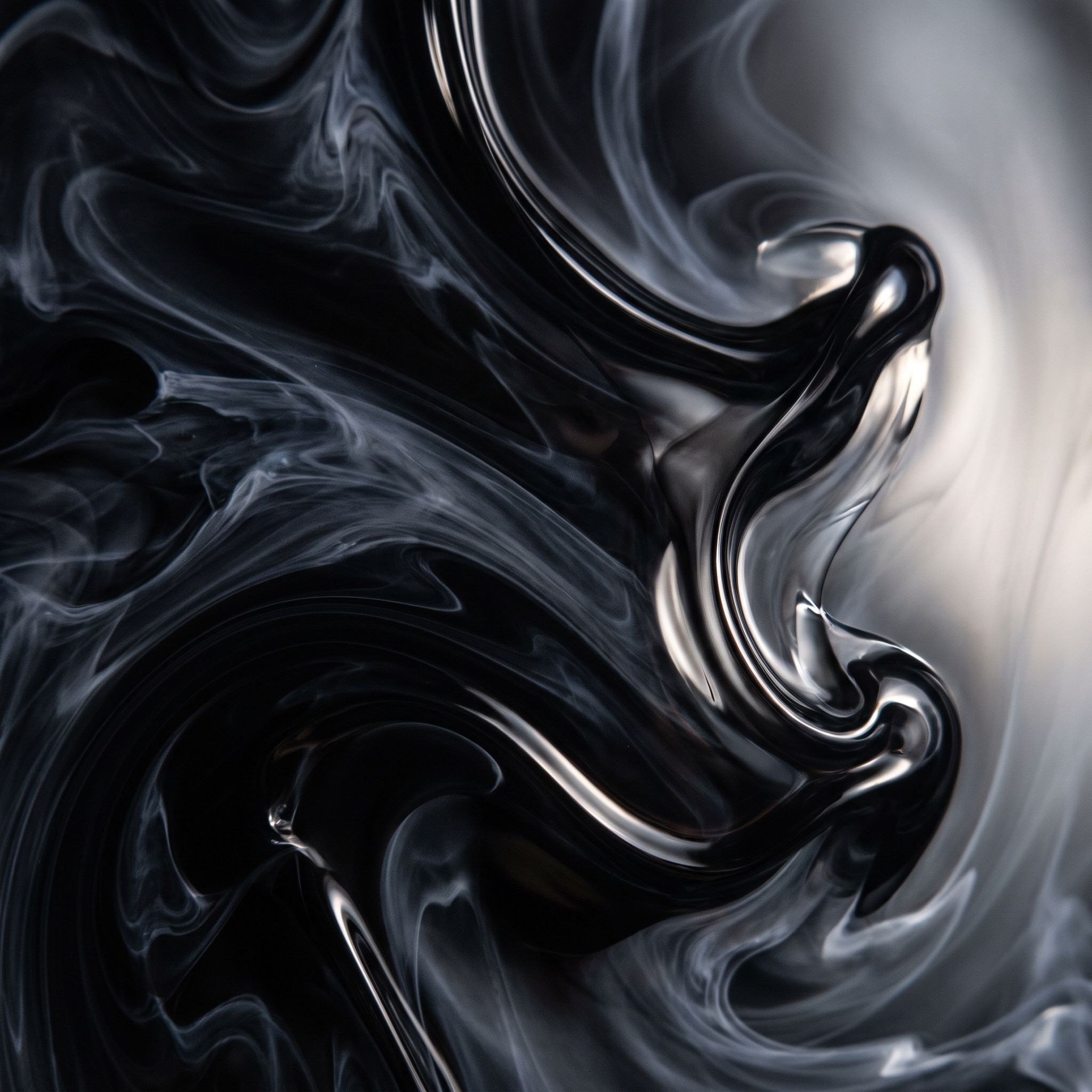 A black liquid and marble swirl