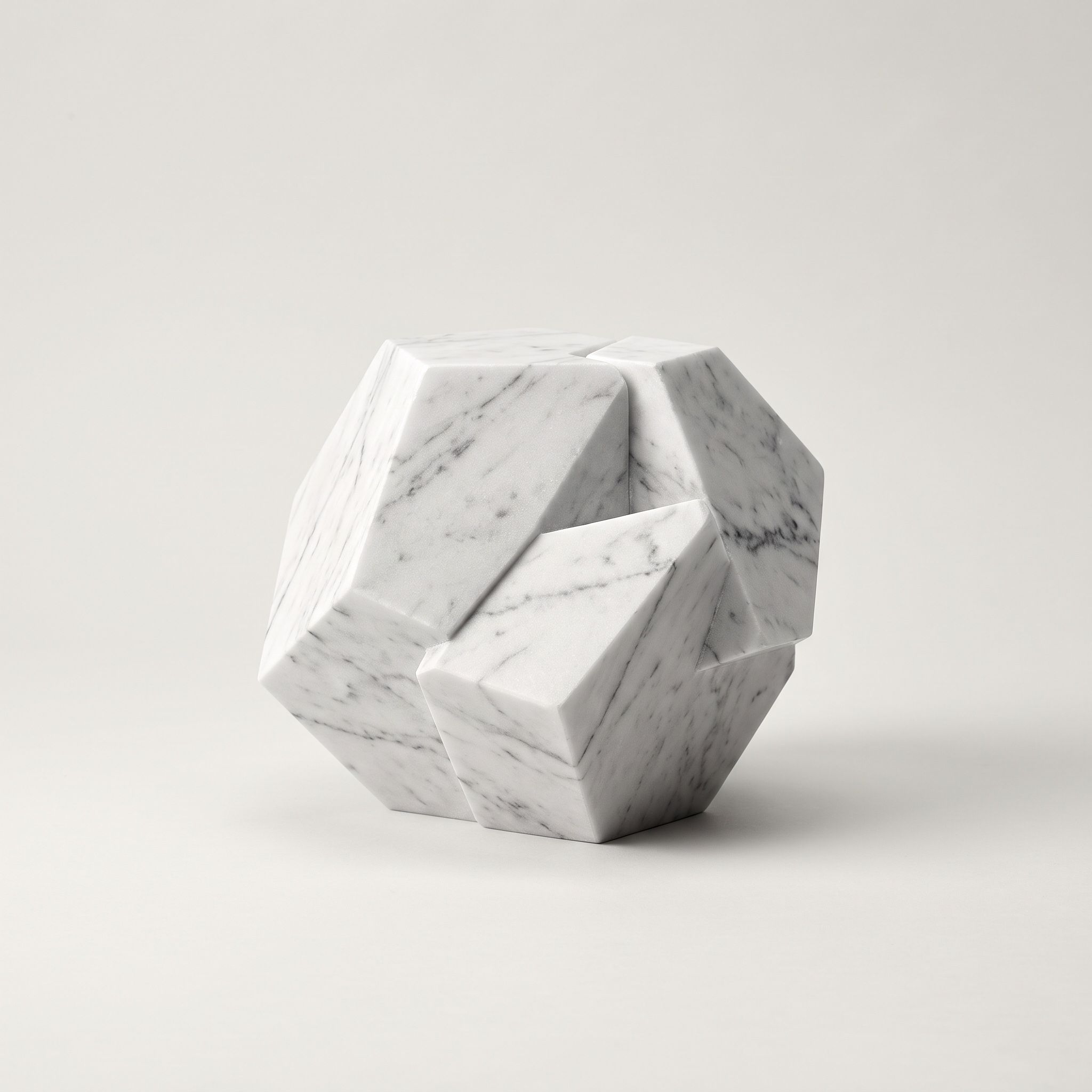 A white marble geometric form